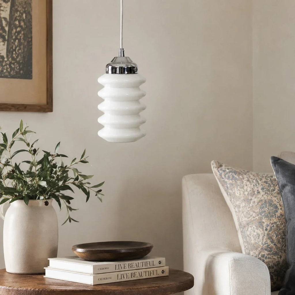 Ribbed Glass Pendant Light | Souliia