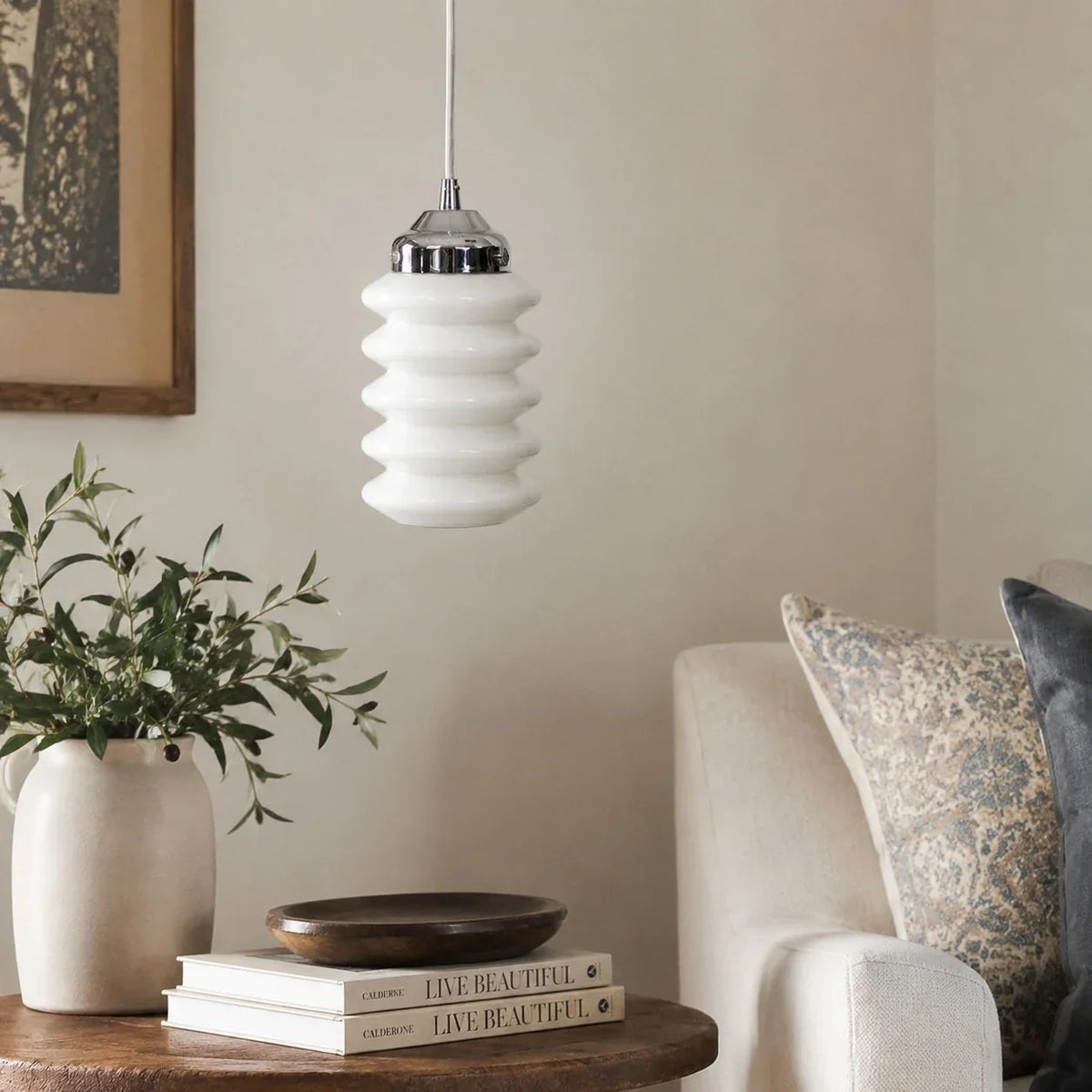 Ribbed Glass Pendant Light | Souliia