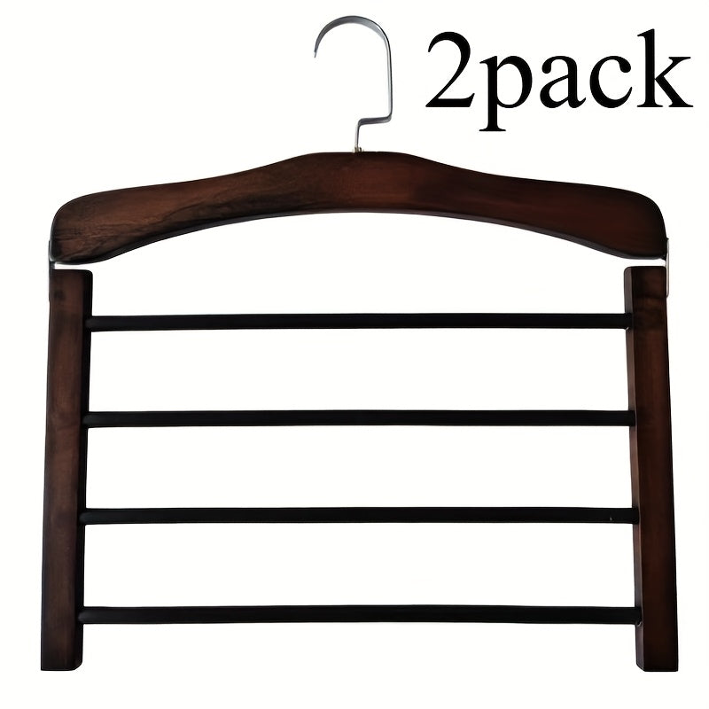 Set of 2 Multi-Layer Wooden Trouser Hangers - Souliia