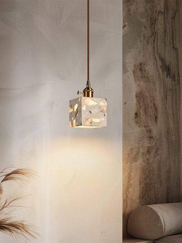 Wabi-sabi Style Water-polished Translucent Stone Retro Pendant Lamp | Souliia