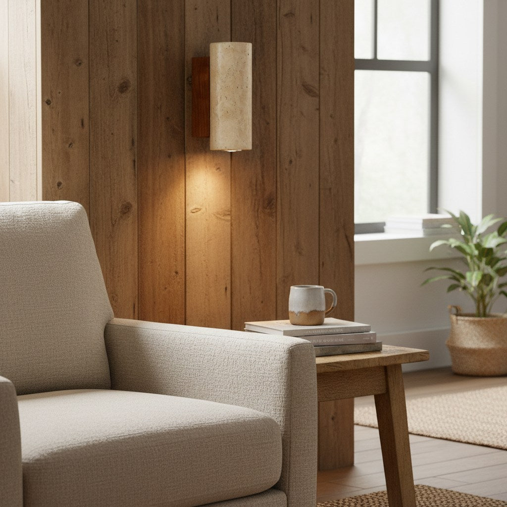 Slivara Natural Stone Wall Sconce - Vintage Light for Living Room | Souliia