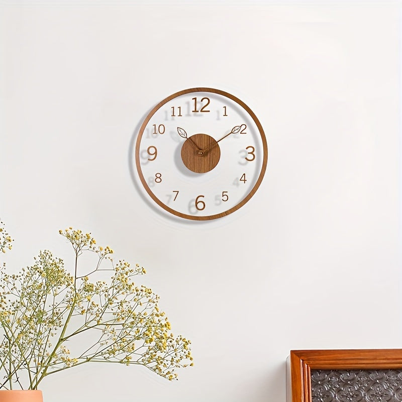 Leafora Minimalist Floating Wall Clock — Clean Leaf Motif Dial