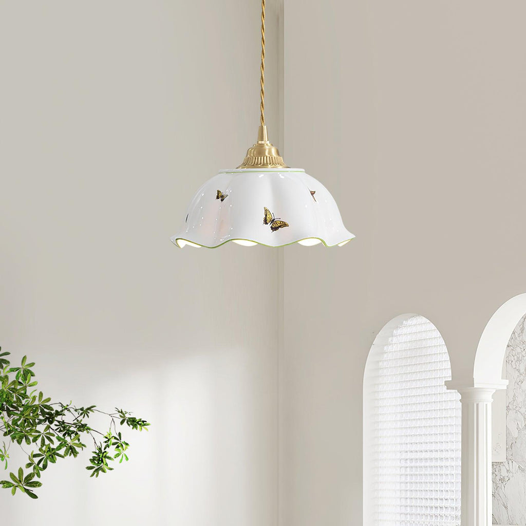 Retro Cream Style Ceramic Pendant Lamp M21 | Souliia