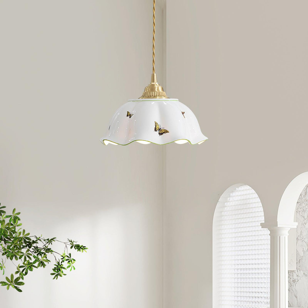 Retro Cream Style Ceramic Pendant Lamp M21 | Souliia