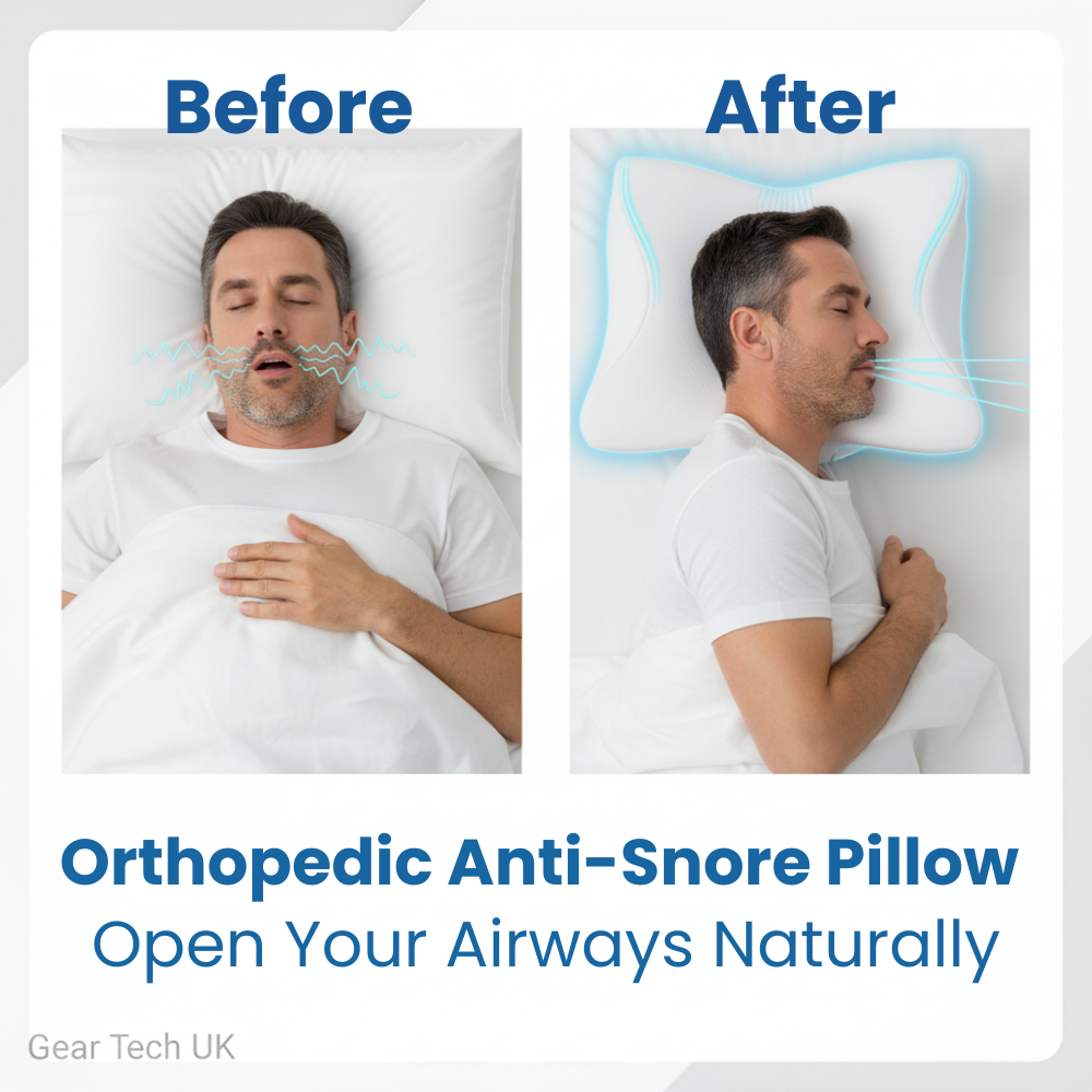 Pillow for Sleep Apnea & Snoring Relief – Ergonomic Memory Foam Anti-Snore Pillow for Better Breathing & Deep Sleep Support