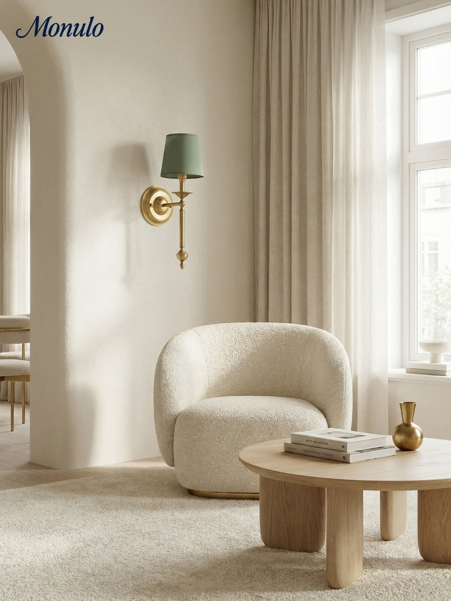 Rowan Fabric Shade Wall Sconce in Antique Copper - Vintage Luxury Light for Interiors | Souliia