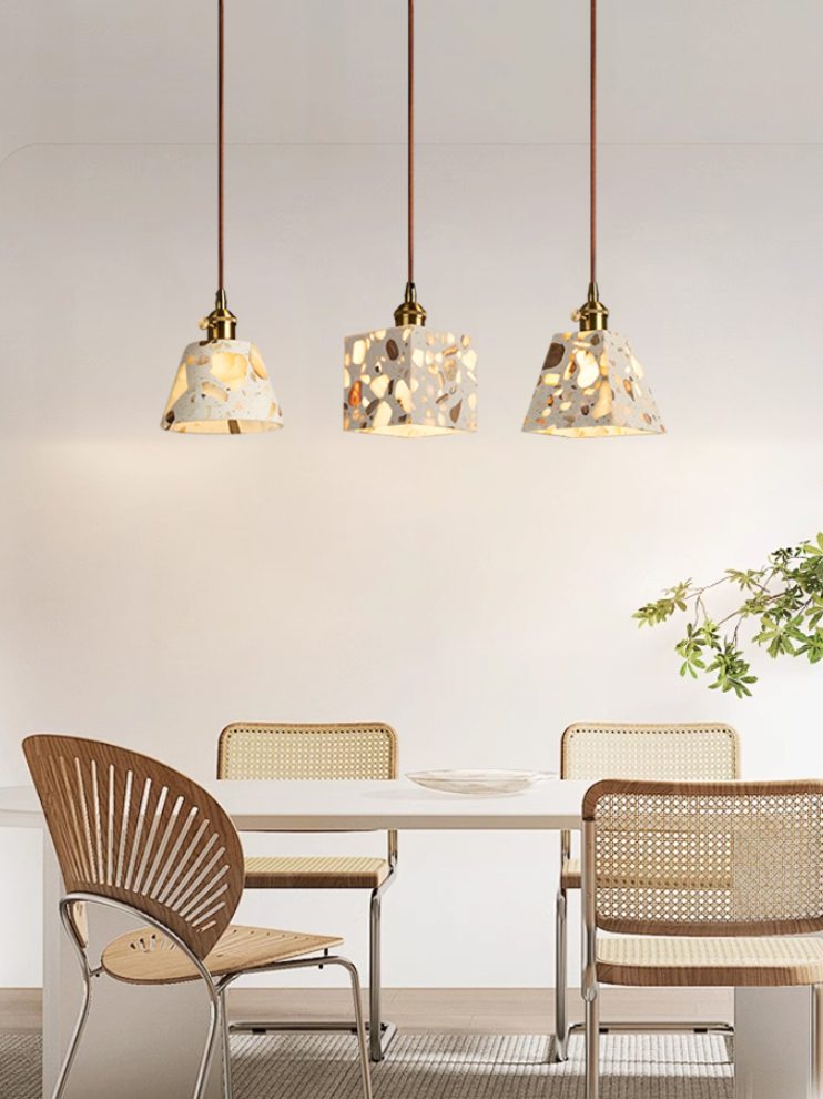 Wabi-sabi Style Water-polished Translucent Stone Retro Pendant Lamp | Souliia