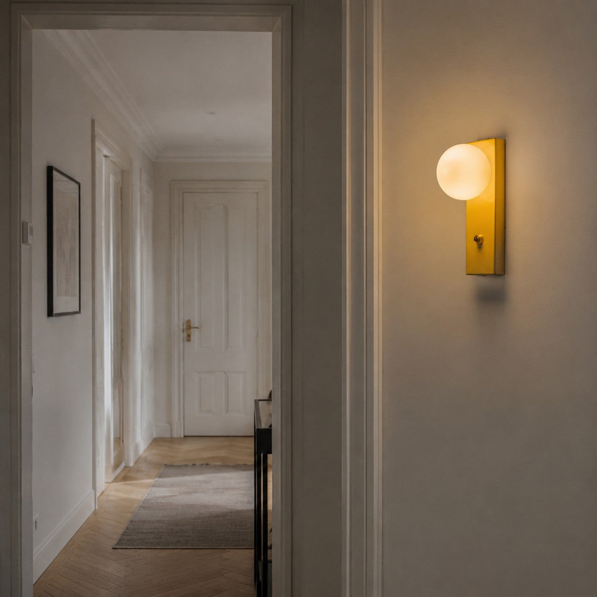 Retro Cream Glass Globe Wall Sconce for Bedrooms | Souliia
