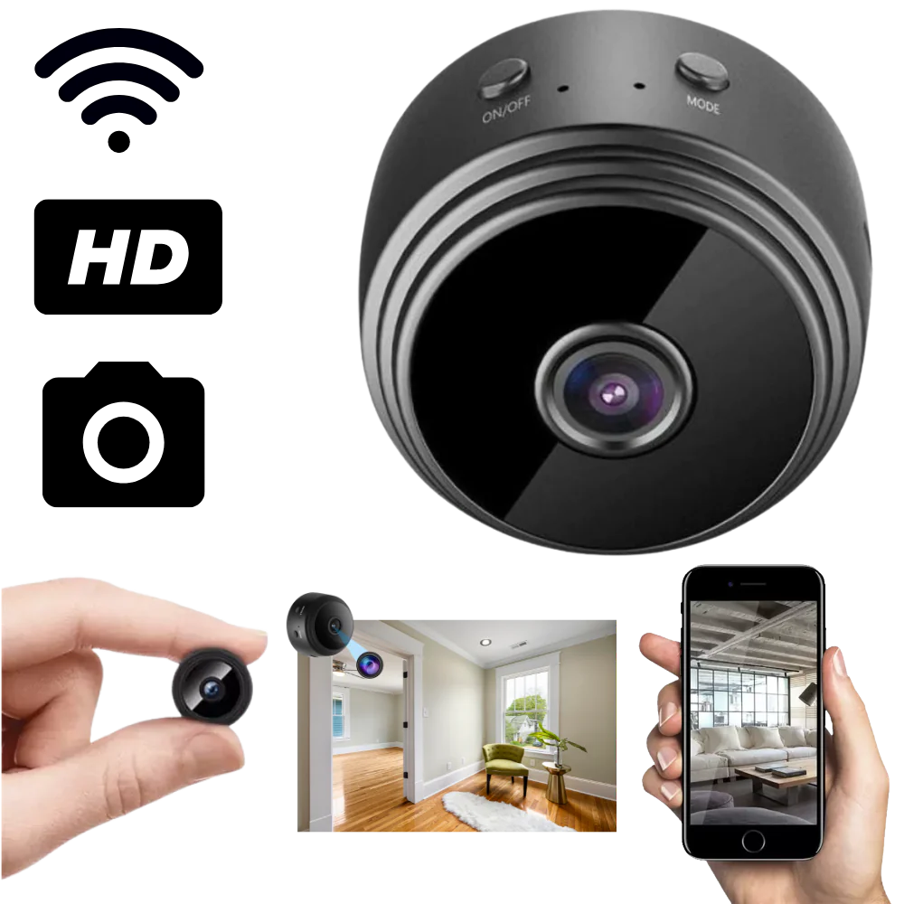 Mini-WiFi-säkerhetskamera — Full HD-nattsyn, rörelsedetektering