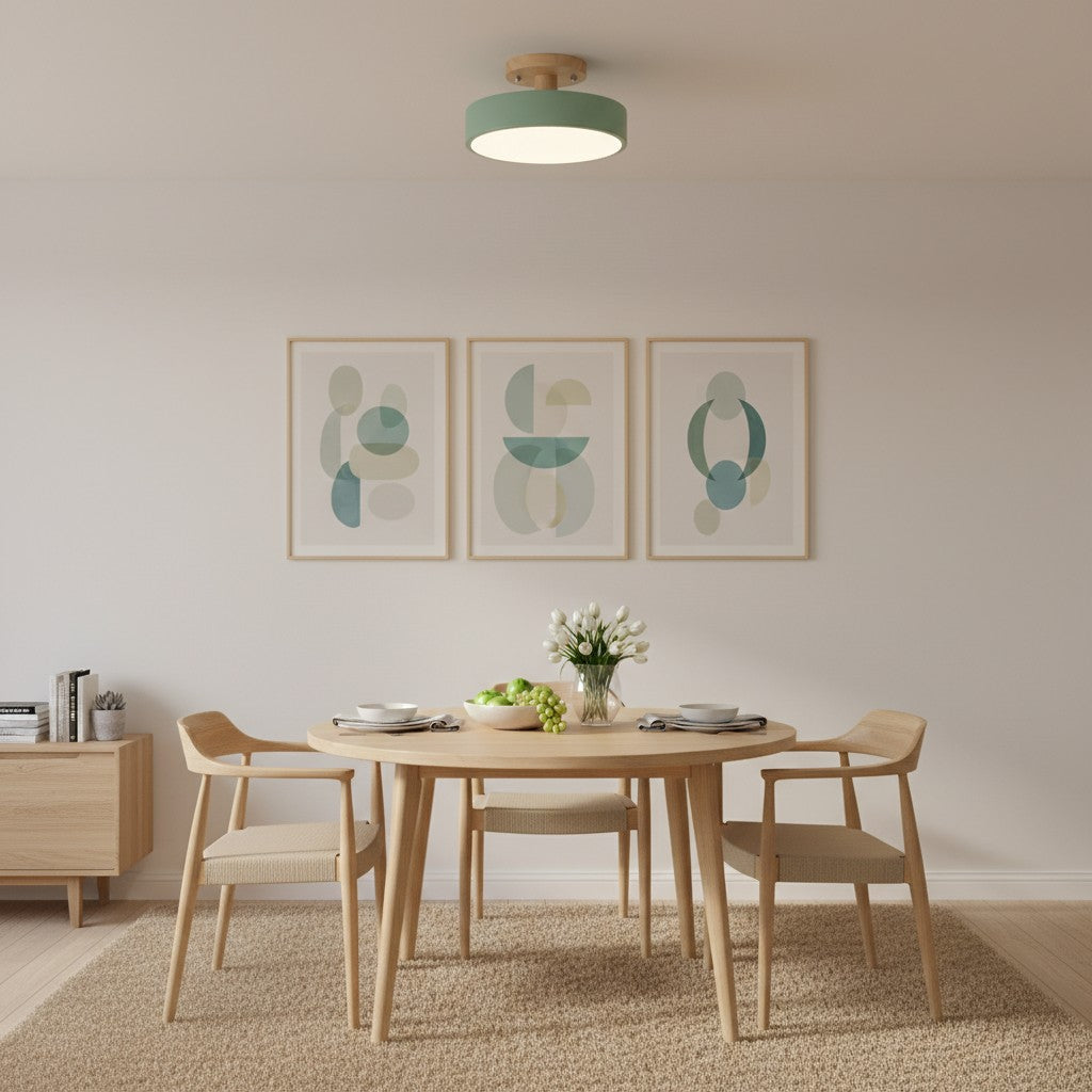 Macaroq Runde Deckenleuchte – Modernes Holz und Acryl für Schlafzimmer | Souliia