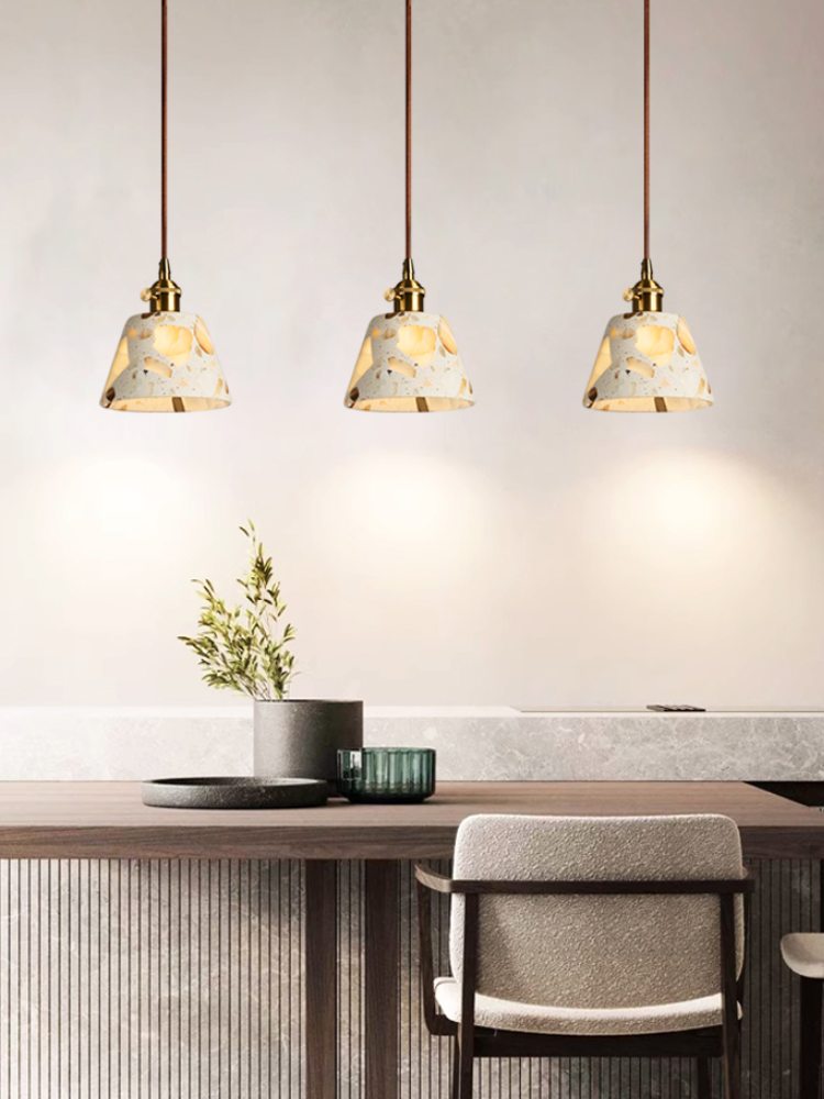Wabi-sabi Style Water-polished Translucent Stone Retro Pendant Lamp | Souliia