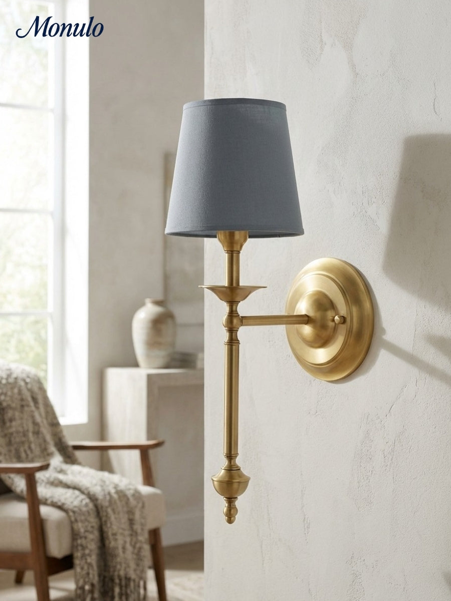 Rowan Fabric Shade Wall Sconce in Antique Copper - Vintage Luxury Light for Interiors | Souliia