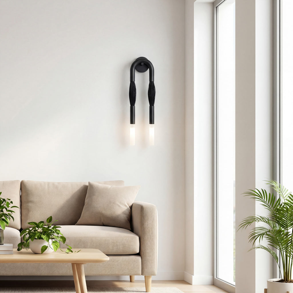 Strandia Minimalistische gebogene Arm Wandleuchte - Japandi Stil Akzentlicht für Flur | Souliia