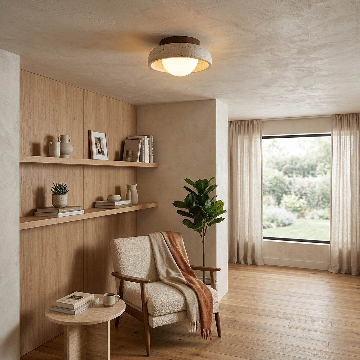 Lampada da soffitto Piedra in travertino | Souliia