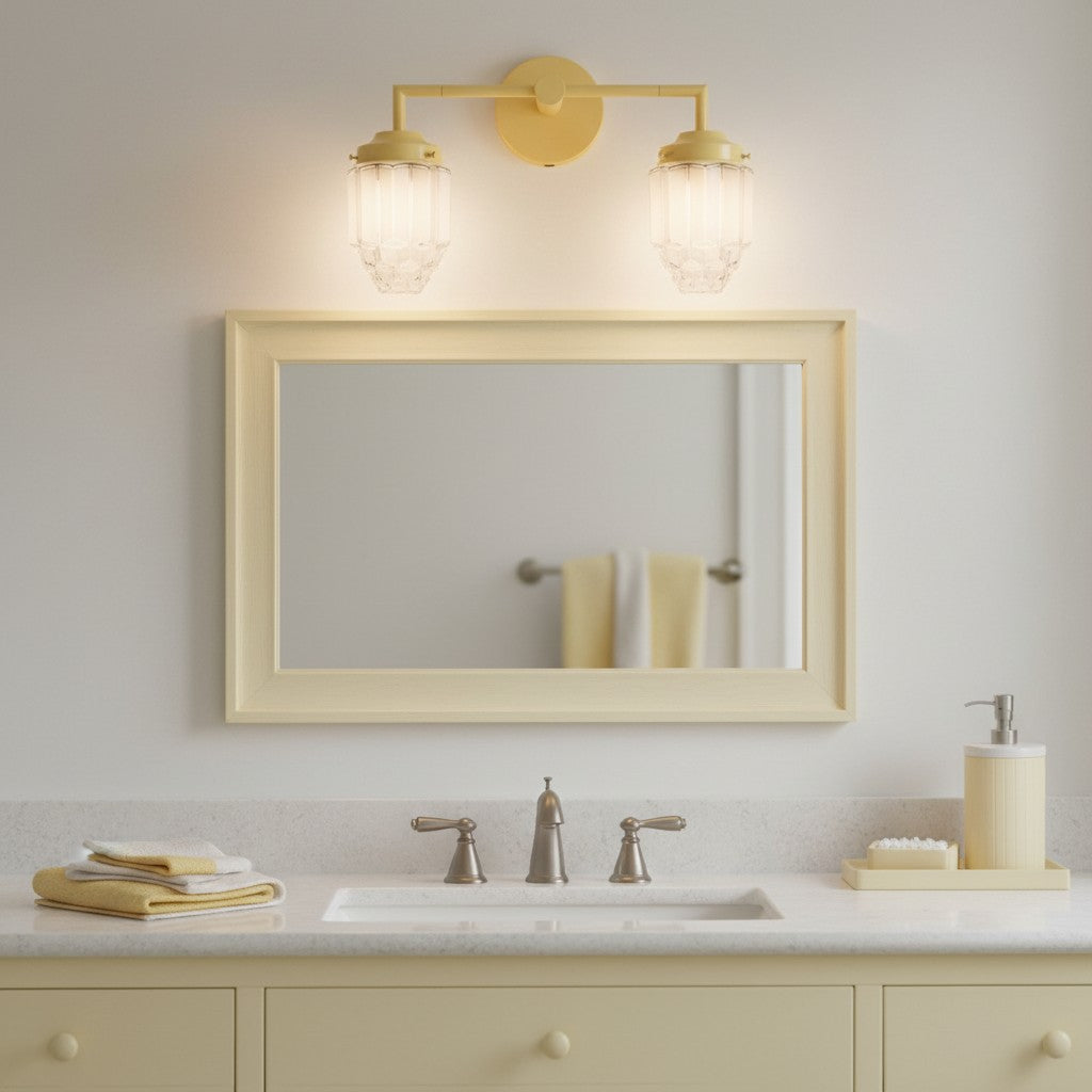 Tierlux Glass Art Deco Vanity Light – Geometric Glass Wall Sconce for Modern Bathrooms | Souliia
