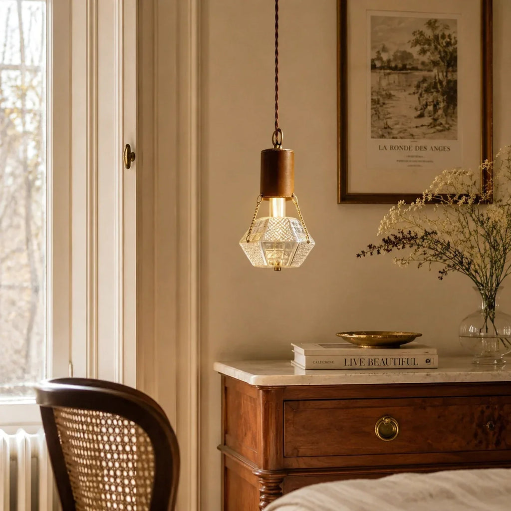Prismatic French Leather Pendant Light | Souliia