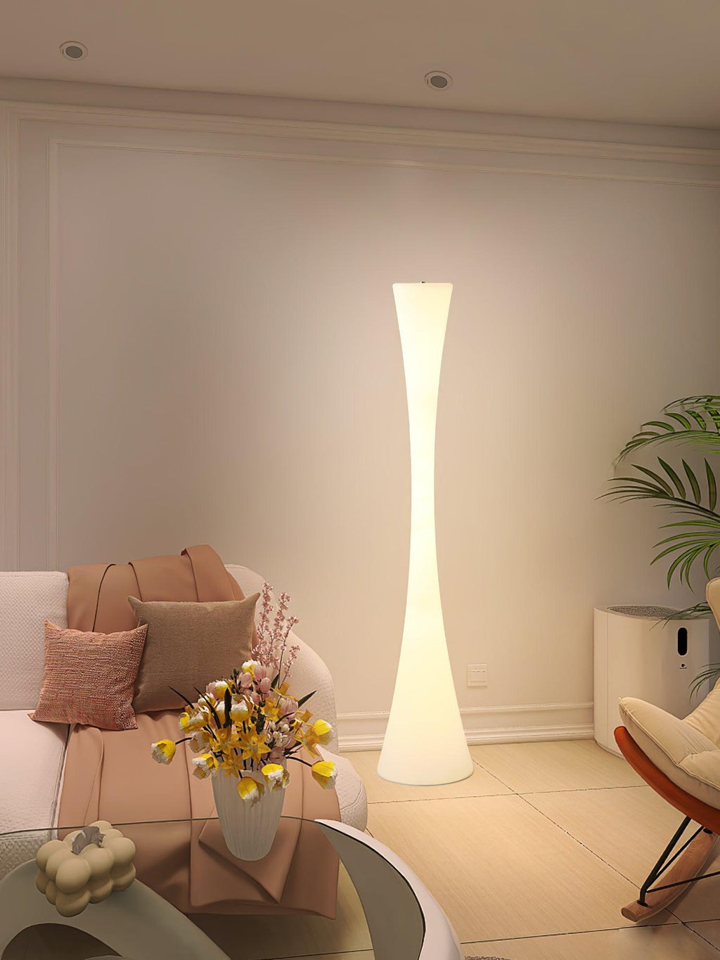 Romantic Simple White Column Floor Lamp M27 | Souliia
