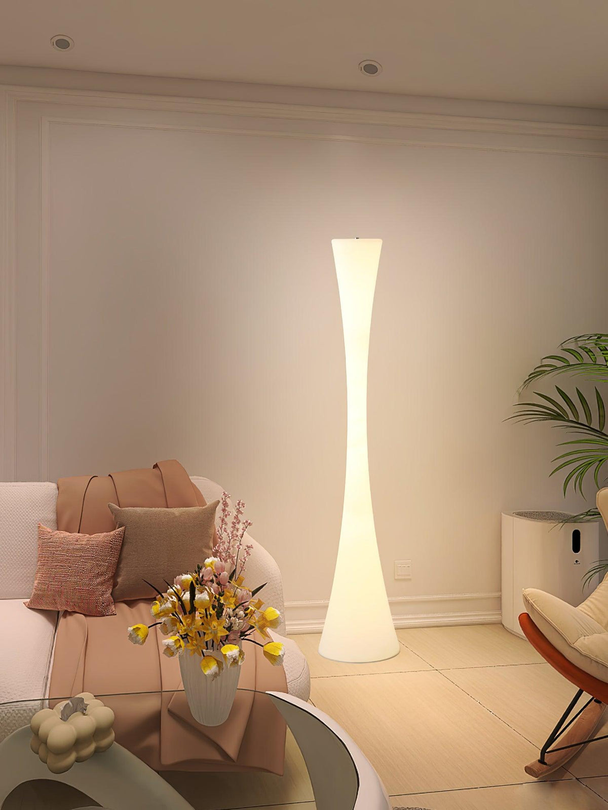 Romantic Simple White Column Floor Lamp M27 | Souliia
