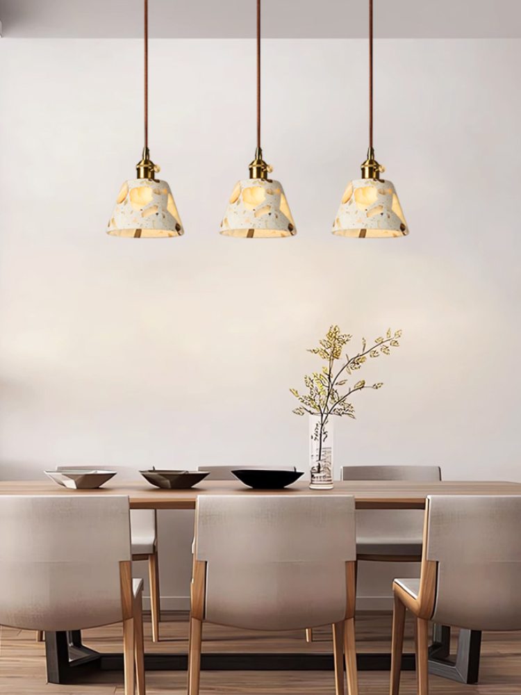 Wabi-sabi Style Water-polished Translucent Stone Retro Pendant Lamp | Souliia