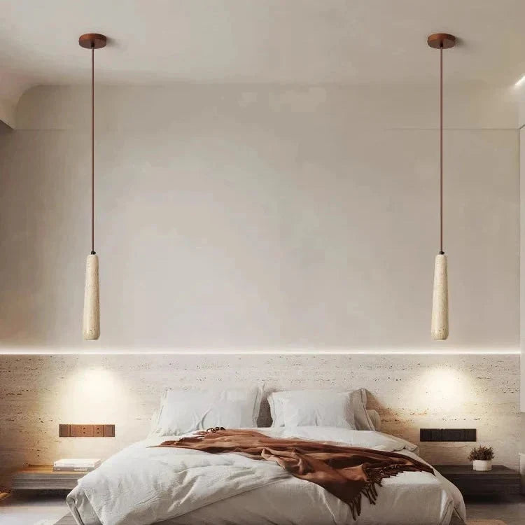 Travertine Tube Pendant Light | Souliia