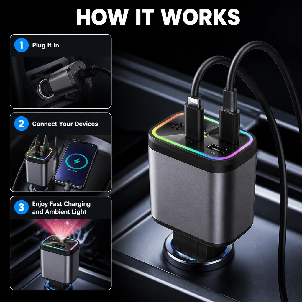 VoltAura 120W — Charge at Lightning Speed While Transforming Your Ride into a Stunning Starry Escape - Souliia