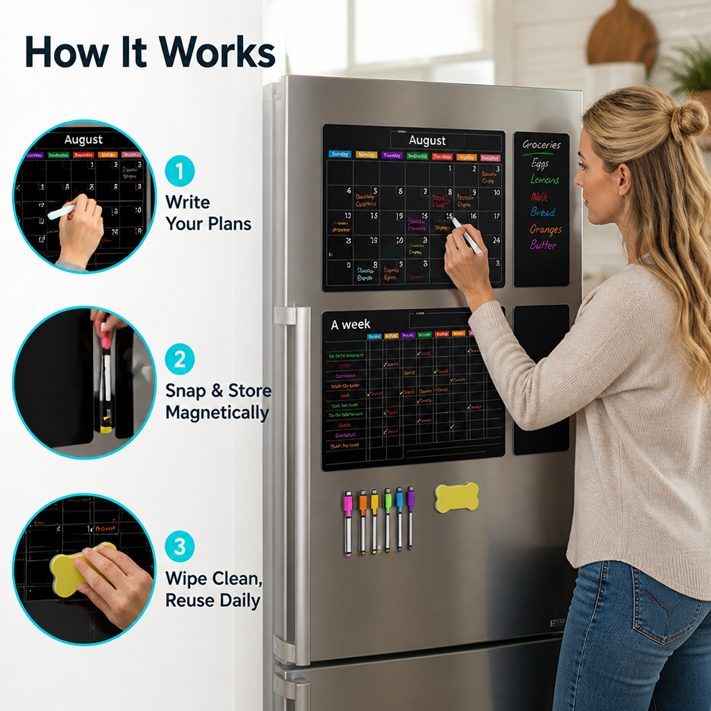 VibranceFlow Magnetic Calendar Set — Command Your Family’s Chaos with Colorful Clarity and Stress-Free Control - Souliia