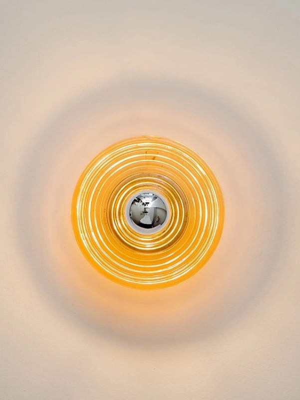 Ribbed Glass Sconce – Modern Disc Wall Light for Bedroom | Souliia