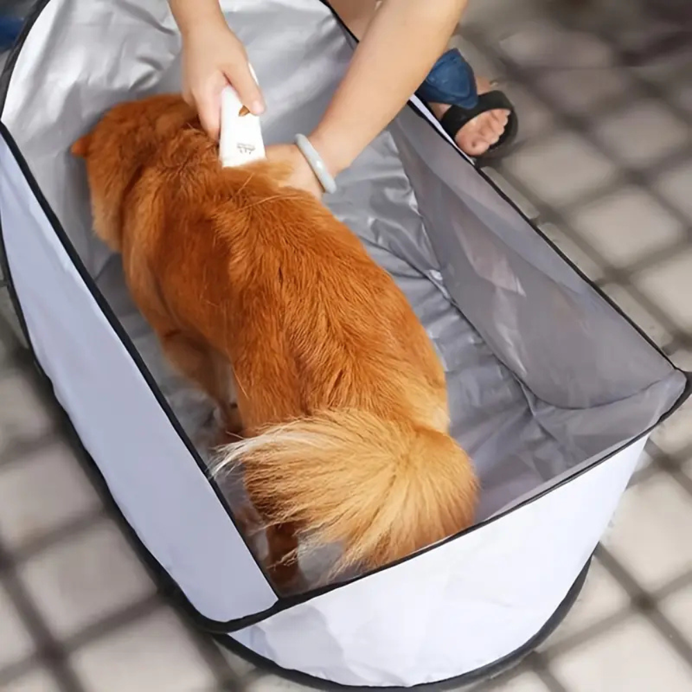 Waterdichte cape-tent voor het opvangen van vacht tijdens het verzorgen van honden en katten