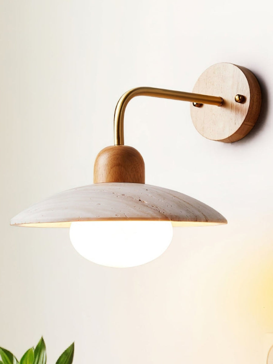 Travira Disc Travertine Wall Light - Modern Minimalist Sconce for Living Room | Souliia