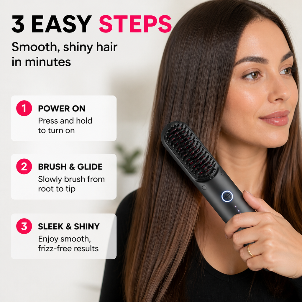RadianceRush — Brossez les frisottis pour obtenir des cheveux brillants et lisses comme au salon, en un seul passage sans fil - Souliia