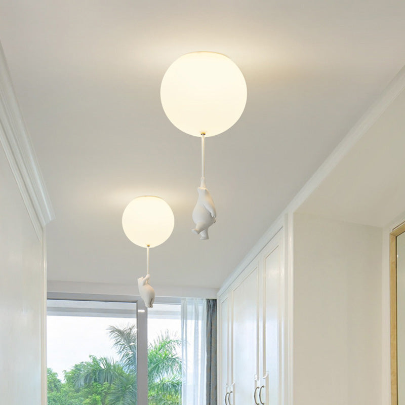 CosmoNest Balloon LED Ceiling Lamp — Suspended Bear Motif, Vibrant Balloon Accents
