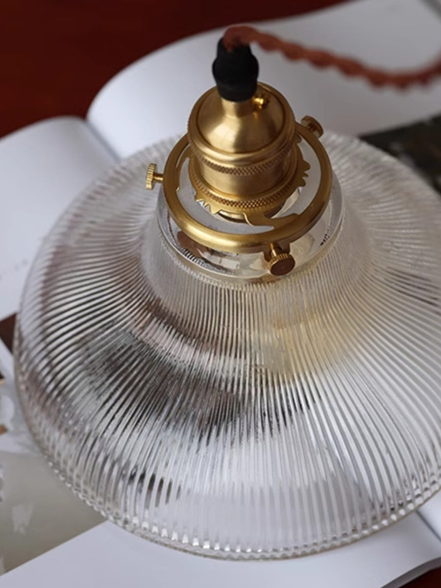 Ribbed Glass Pendant Light – Stylish Brass and Glass Pendant Light for Kitchen & Modern Interiors | Souliia