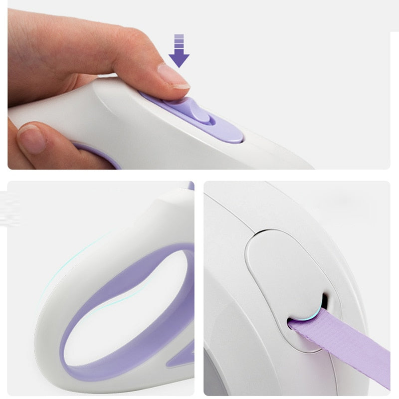 Retractable LED Dog Leash with Built-In Walking Light