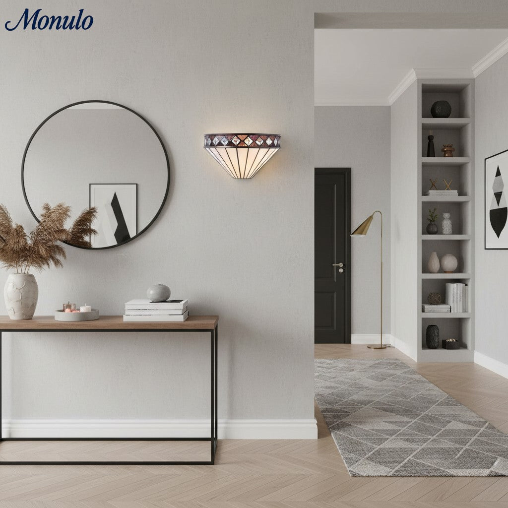 TF Geometrische Rhombus-Wandleuchte - Moderne Metall- und Glasleuchte für Flur und Schlafzimmer | Souliia