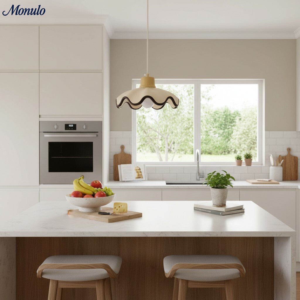 Resinova Wave-shaped Pendant Light - Modern Metallic Resin for Dining Rooms and kitchens | Souliia