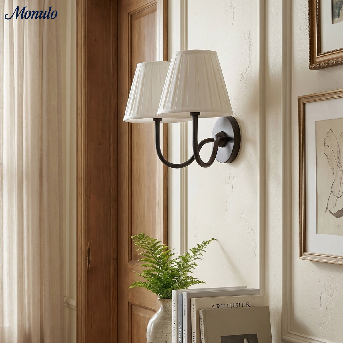 Luvora Fabric Shade Wall Sconce with Drum Shade - Classic Pleated Sconce Light | Souliia