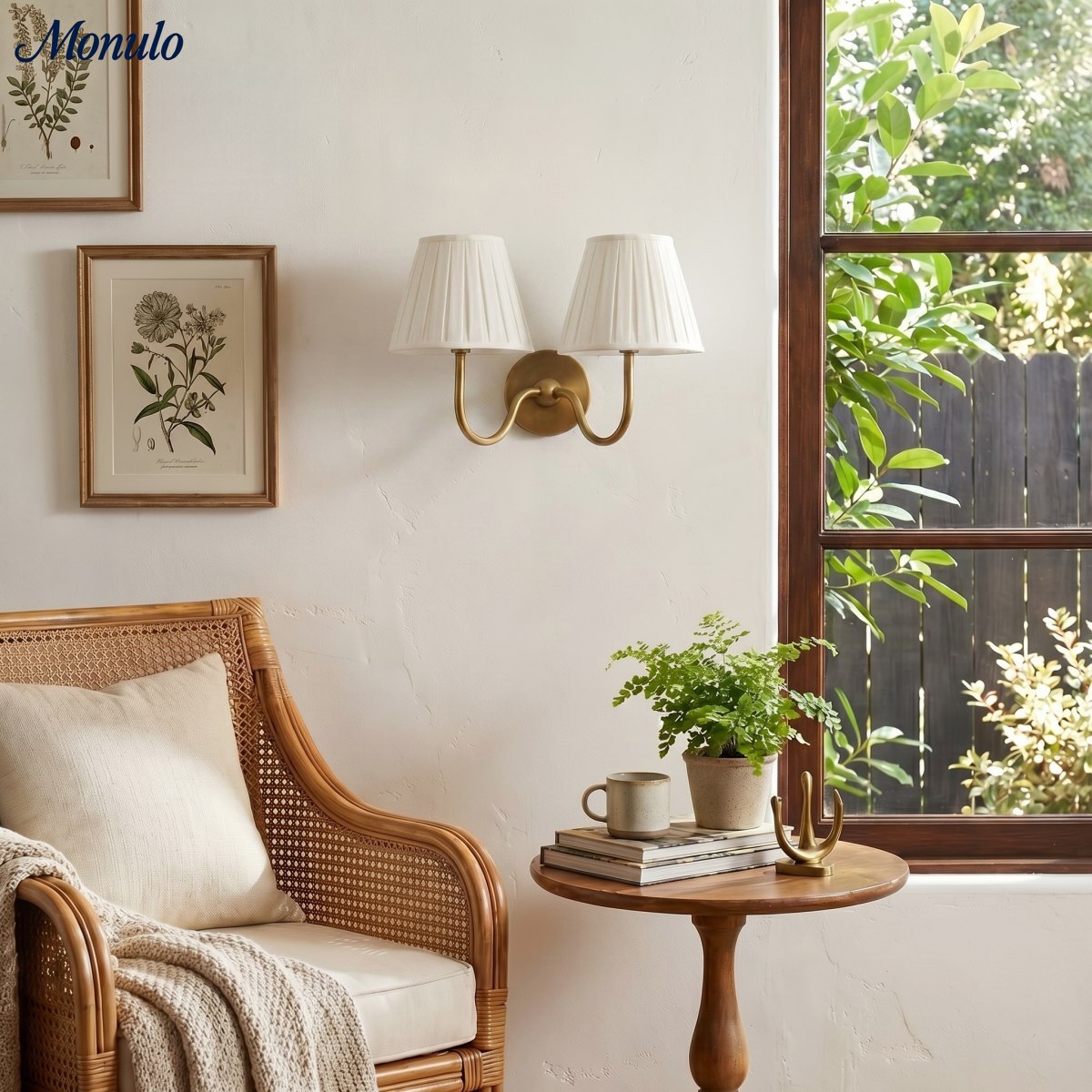 Luvora Fabric Shade Wall Sconce with Drum Shade - Classic Pleated Sconce Light | Souliia