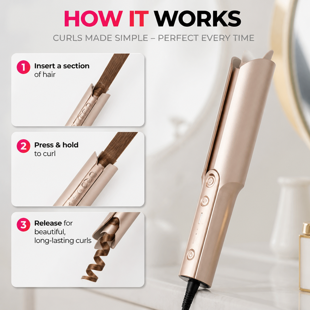 VivantaCurl — Wrap, Curl & Release Soft Waves in Seconds Without Tangles or Burns - Souliia