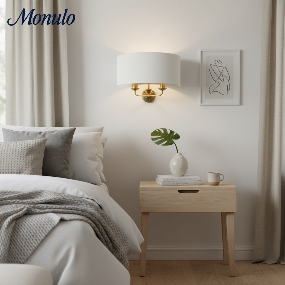 Tela elegante Wandleuchte mit Stoffschirm und feinem Metallrahmen für Wohnzimmer und Schlafzimmer | Souliia