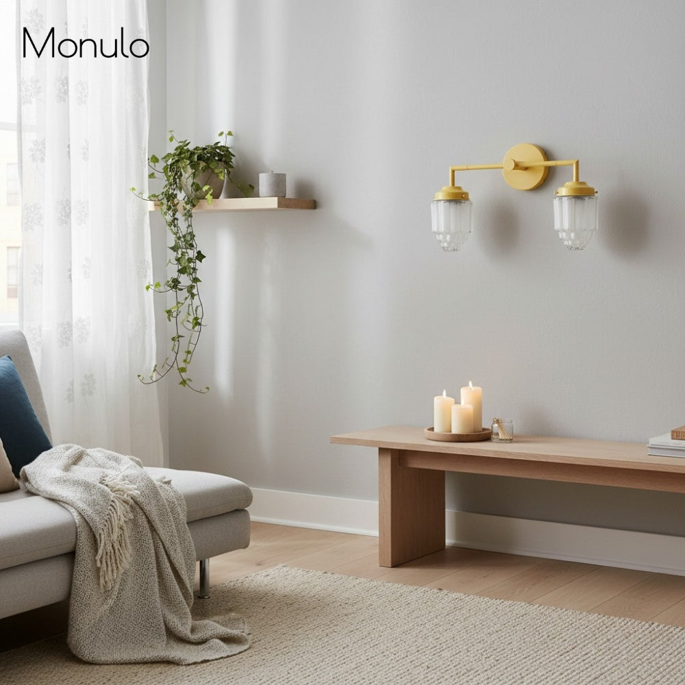 Tierlux Glass Art Deco Vanity Light – Geometric Glass Wall Sconce for Modern Bathrooms | Souliia
