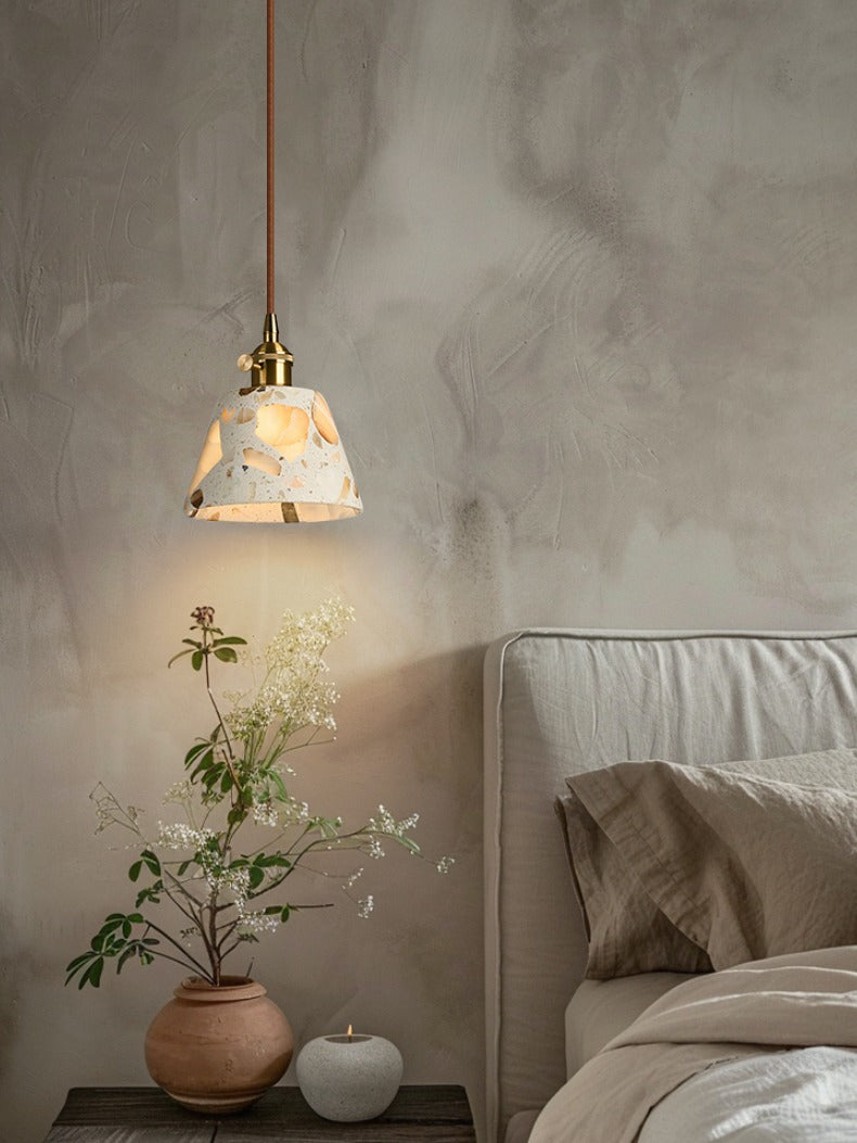Wabi-sabi Style Water-polished Translucent Stone Retro Pendant Lamp | Souliia