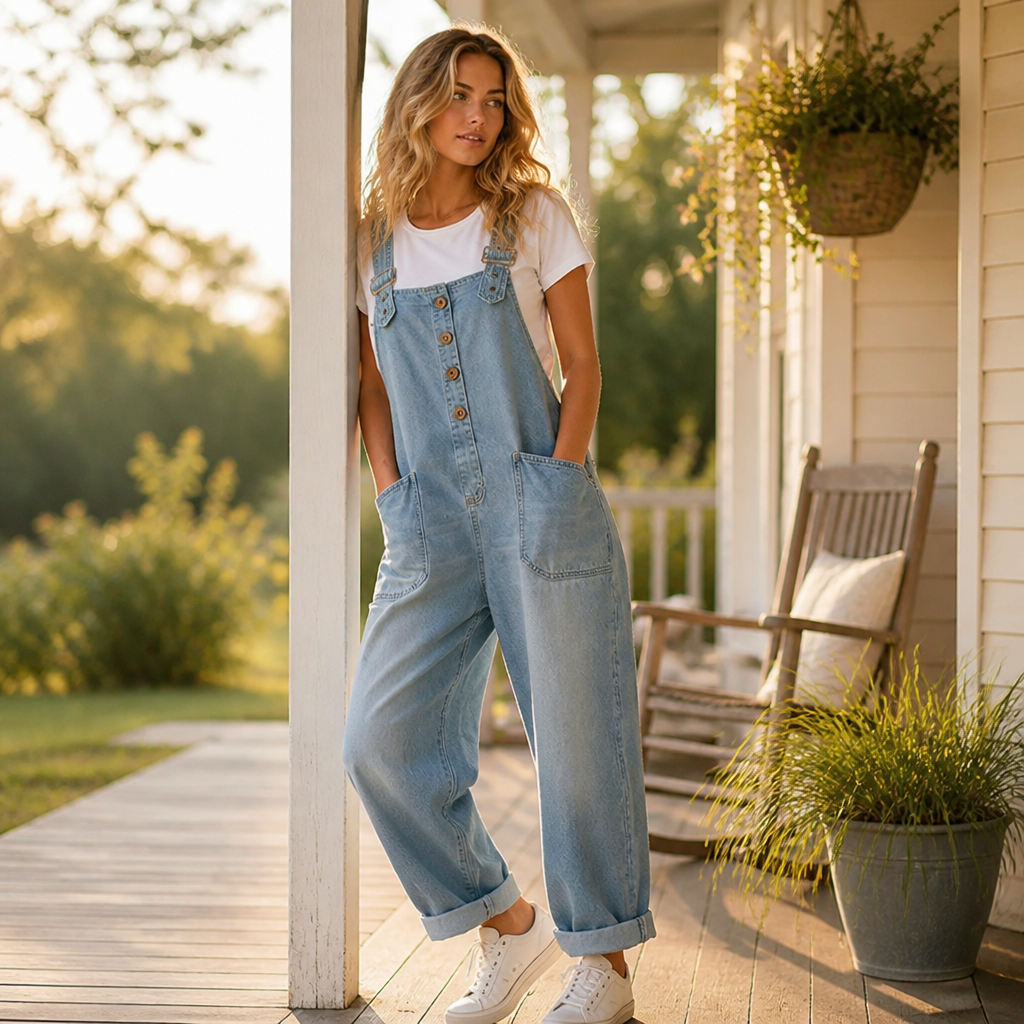 VieraFlex Relaxed Denim Jumpsuit — Feel Unstoppable Comfort and Effortless Confidence All Day Long - Souliia