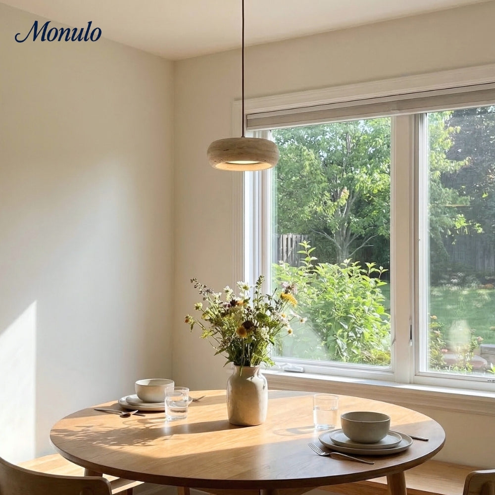 Travertin Trommel Pendelleuchte | Souliia