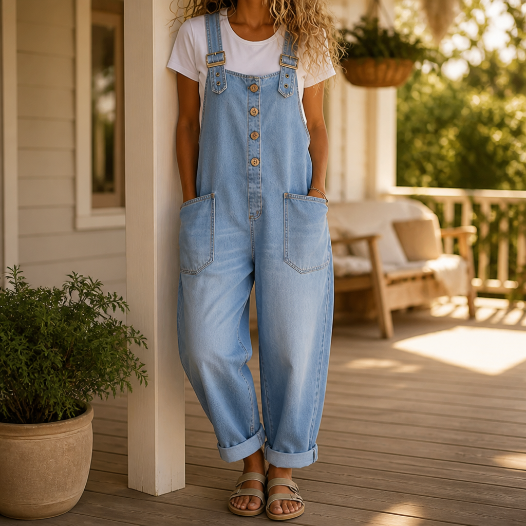 VelaSway Casual Denim Jumpsuit — Embrace All-Day Freedom with Flattering, Effortless Style - Souliia