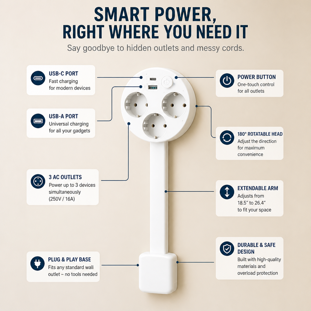 VoltEase — Effortless Power Access That Ends Your Outlet Struggles - Souliia