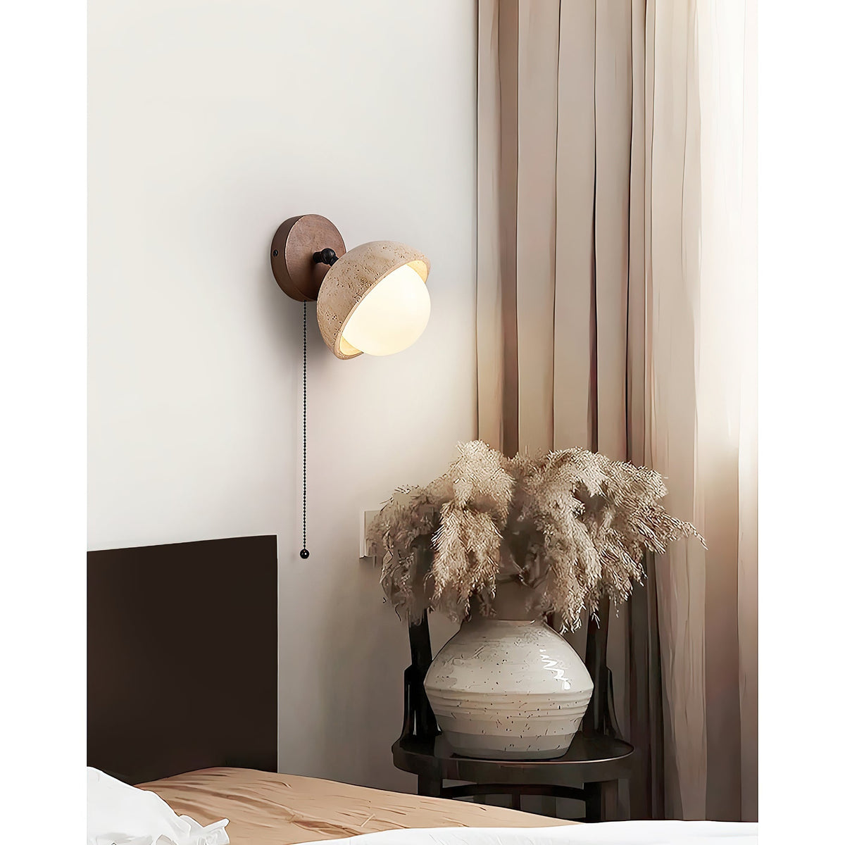 Modern Travertine Wall Lamp – Minimalist Stone Sconce for Bedroom Living Room Hallway | Souliia