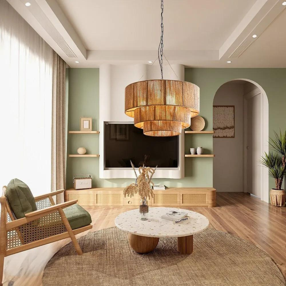 The Elegant Woven Waterfall Rattan Pendant Light | Souliia