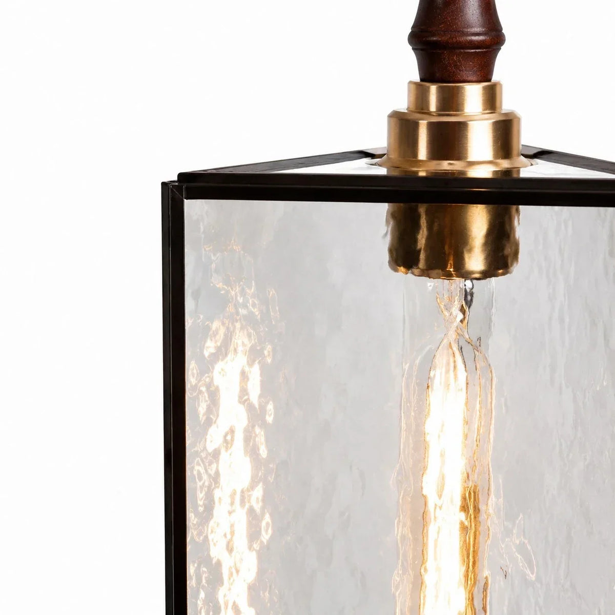 Vintage Textured Glass Pendant Light with Wood Accent | Souliia