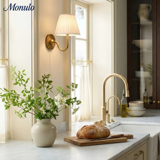 Luvora Fabric Shade Wall Sconce with Drum Shade - Classic Pleated Sconce Light | Souliia