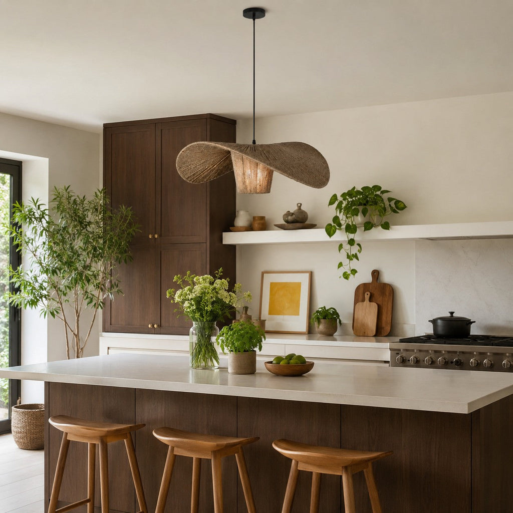 Rattan Hemp Rope Pendant Light for Dining Room | Souliia